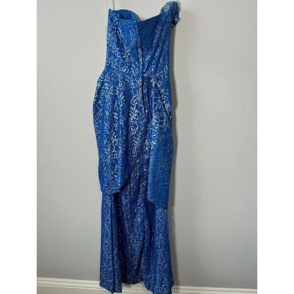 Vtg Loralie Sequined Tulip Maxi Dress Strapless Floral Sweetheart Blue Size 3/4 - Picture 11 of 14
